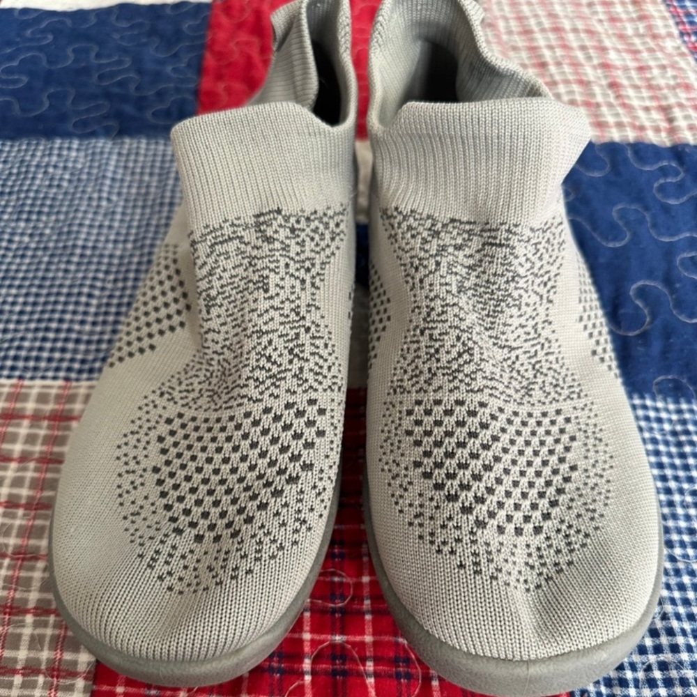 Gray Knit Slip-On Shoes
